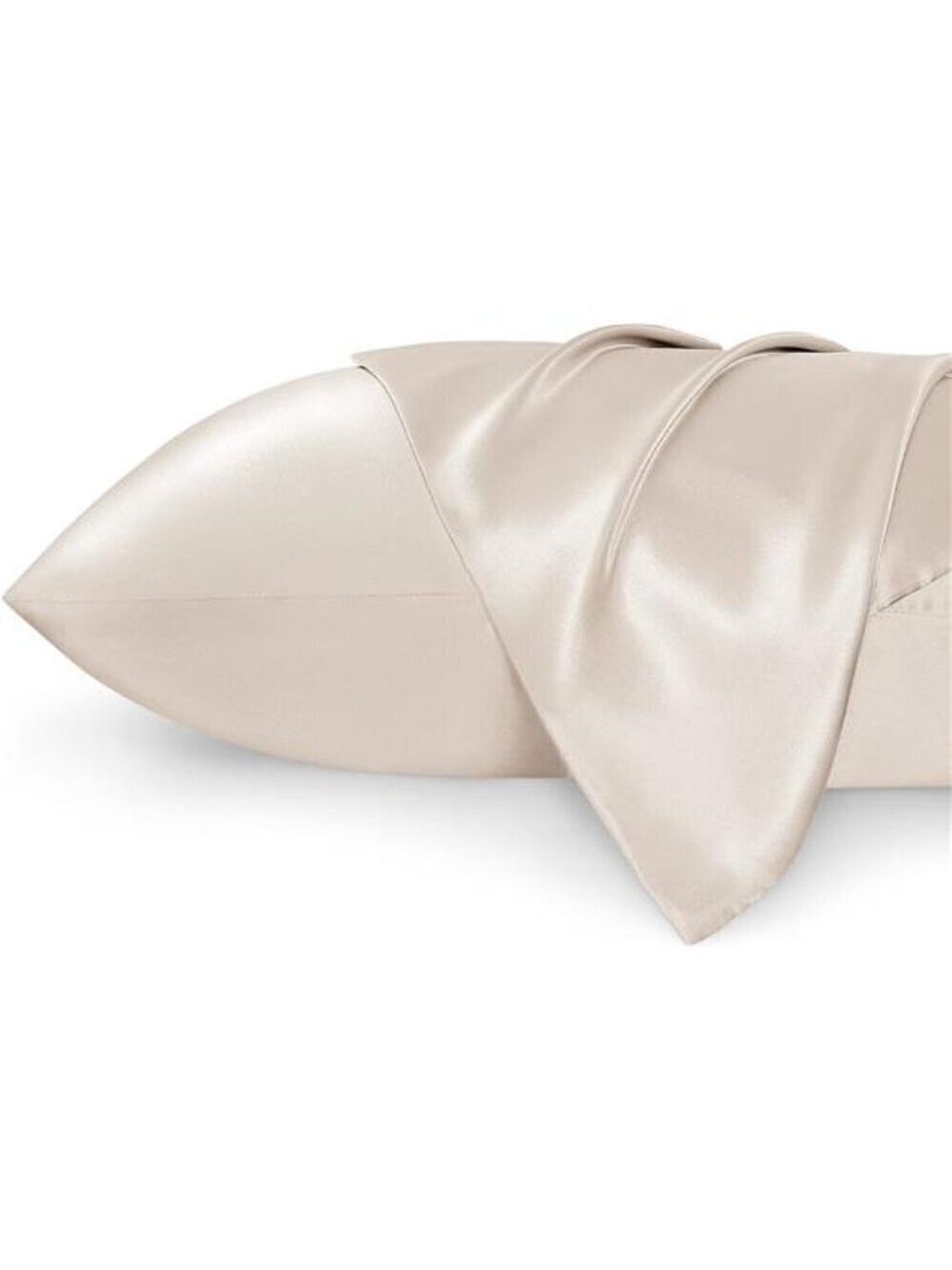 King Size Satin Pillowcase Set of 2 - Beige Silky Pillow Cases for Hair